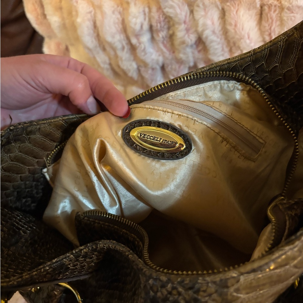 Vecceli Italy Python Embossed Tote - image 5